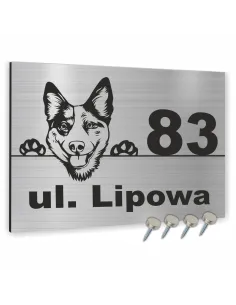 TABLICA ADRESOWA METAL NUMER DOMU POSESJI z motywem psa  40x30 cm dibond