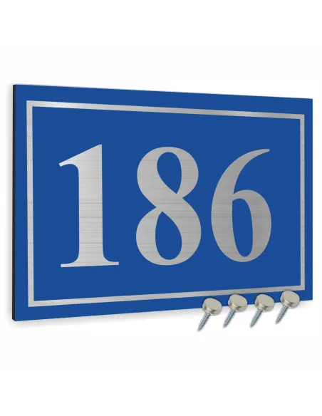 Tabliczka Tablica ADRESOWA ALUMINIOWA niebieskie elementy dibond 40x30 cm