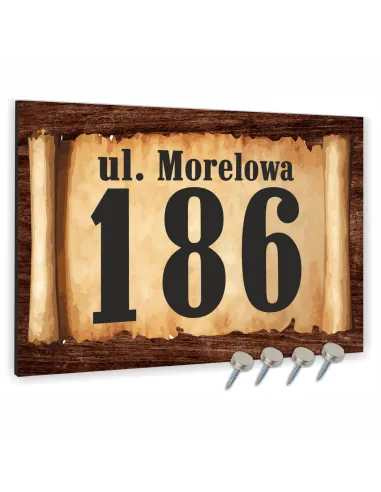 Tabliczka  ADRESOWA ALUMINIOWA oznaczenie domu motyw pergaminu dibond 40x30 cm