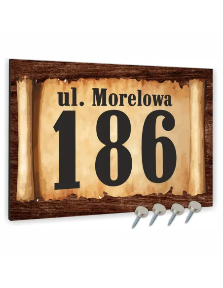 Tabliczka  ADRESOWA ALUMINIOWA oznaczenie domu motyw pergaminu dibond 40x30 cm