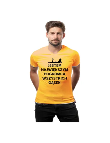 Koszulka z nadrukiem jestem największym pogromcą wszystkich gąsek