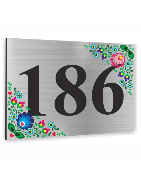 NUMER NA BUDYNEK dom Tabliczka INOX motyw ludowy ALUMINIUM  40x30 cm dibond