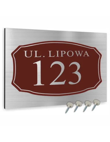 TABLICA ADRESOWA z numerem domu z dodatkiem czerwieni DIBOND 40x30 cm