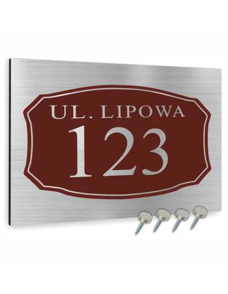 TABLICA ADRESOWA z numerem domu z dodatkiem czerwieni DIBOND 40x30 cm
