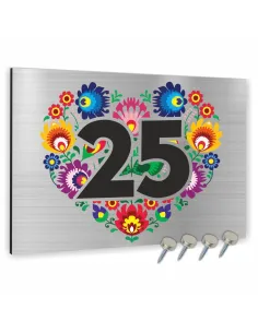 NUMER NA BUDYNEK Tabliczka ALUMINIUM  element ludowy w sercu 40x30cm dibond