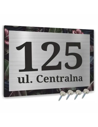 TABLICA ADRESOWA NAZWA ULICY ALUMINIUM ciemne kwiaty  40x30cm dibond