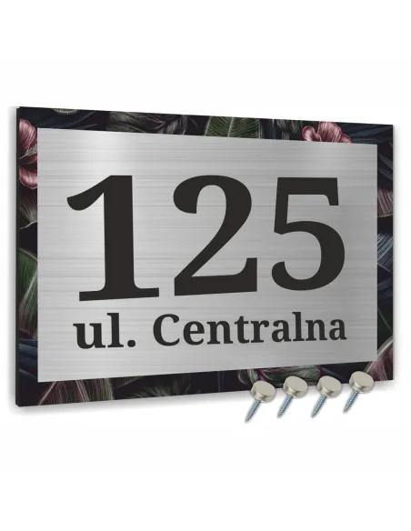 TABLICA ADRESOWA NAZWA ULICY ALUMINIUM ciemne kwiaty  40x30cm dibond