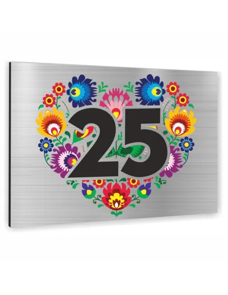 NUMER NA BUDYNEK Tabliczka ALUMINIUM  element ludowy w sercu 40x30cm dibond