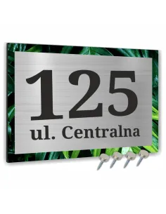 NUMER NA BUDYNEK dom Tabliczka ALUMINIUM drugoplanowe zdjęcie zieleni  40x30cm dibond