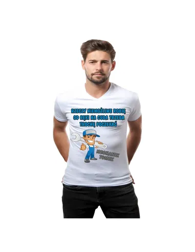 Koszulka z nadrukiem rzeczy niemożliwe robię od ręki na cuda trzeba trochę poczekać mechanik