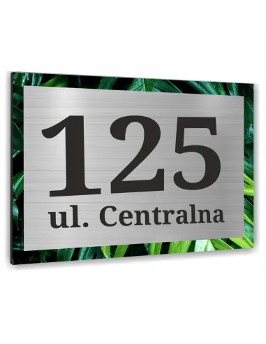 NUMER NA BUDYNEK dom Tabliczka ALUMINIUM drugoplanowe zdjęcie zieleni  40x30cm dibond