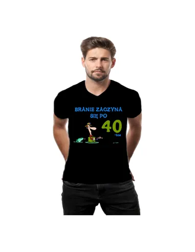 Koszulka prezent na urodziny z nadrukiem branie zaczyna się po 40 30 50