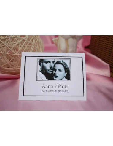 Zaproszenia ze zdjęciem Retro Czerń i Biel na Ślub