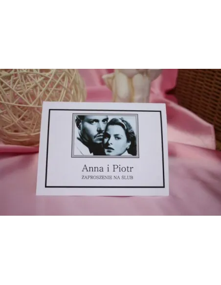 Zaproszenia ze zdjęciem Retro Czerń i Biel na Ślub