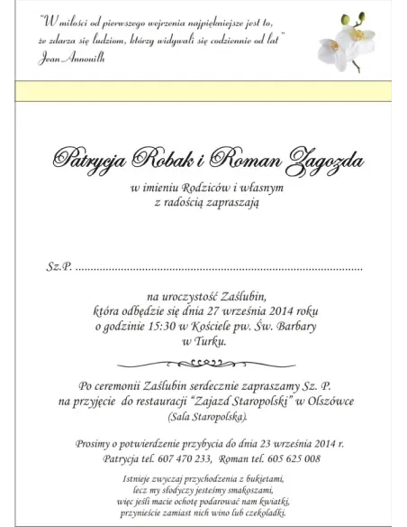 ZAPROSZENIA ślubne perłowe Glamour z wstążką i ornamentem