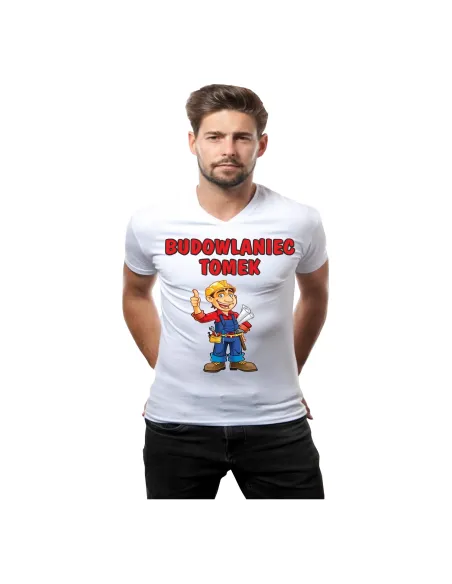 Koszulka z nadrukiem budowlaniec z imieniem