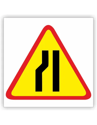 Znak drogowy Tablica informacyjna A-12c zwężenie jezdni- lewostronne - znak ostrzegawczy 30x30 cm