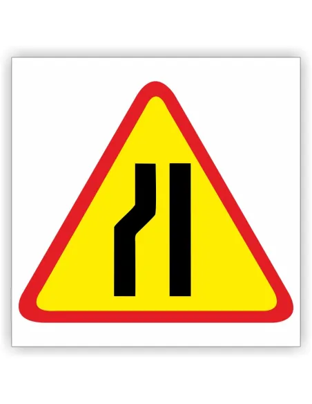 Znak drogowy Tablica informacyjna A-12c zwężenie jezdni- lewostronne - znak ostrzegawczy 30x30 cm