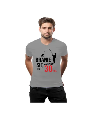 Koszulka urodzinowa z nadrukiem branie zaczyna się po 30-tce