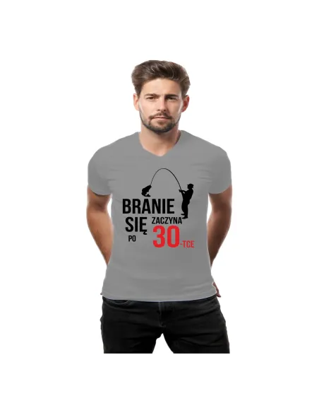 Koszulka urodzinowa z nadrukiem branie zaczyna się po 30-tce