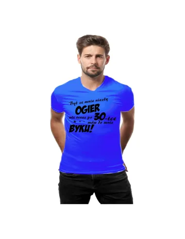Koszulka z nadrukiem na urodziny 18 20 30 40 50 60 70 Był ze mnie niezły ogier, ale teraz mów do mnie byku