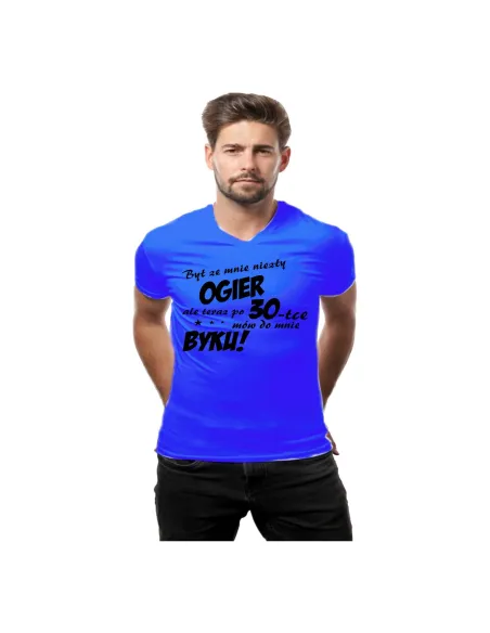 Koszulka z nadrukiem na urodziny 18 20 30 40 50 60 70 Był ze mnie niezły ogier, ale teraz mów do mnie byku