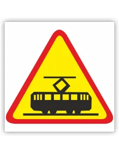 Znak drogowy Tablica informacyjna A-21 tramwaj - znak ostrzegawczy 30x30 cm