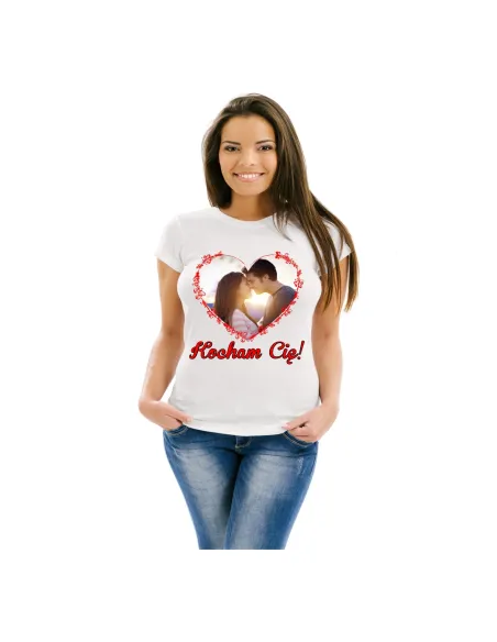 Foto Koszulka z zdjęciem nadrukiem Kocham Cię prezent na walentynki