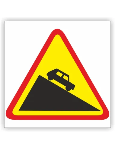 Znak drogowy Tablica informacyjna A-22 niebezpieczny zjazd- znak ostrzegawczy 30x30 cm