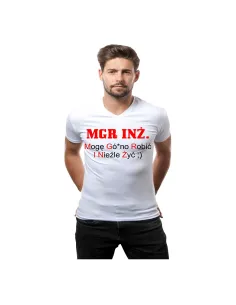 Koszulka z nadrukiem mgr.inż prezent dla inżyniera