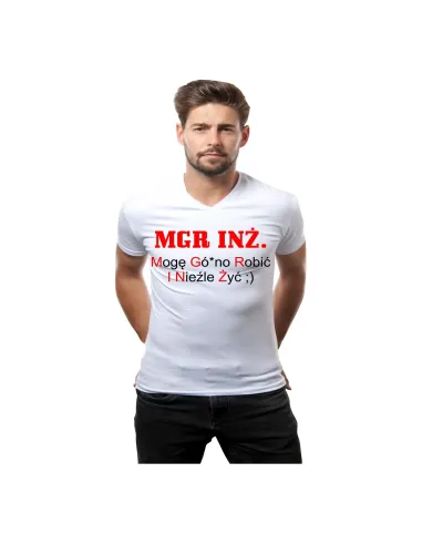 Koszulka z nadrukiem mgr.inż prezent dla inżyniera