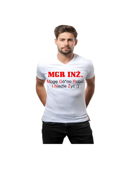 Koszulka z nadrukiem mgr.inż prezent dla inżyniera