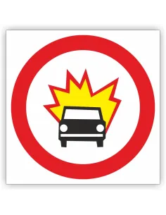 Znak drogowy Tablica informacyjna B13 Zakaz wjazdu pojazdów z materiałami wybuchowymi lub łatwo zapalnymi - znak zakazu 30x30 cm