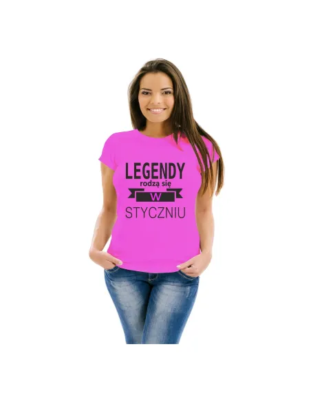 Koszulka z nadrukiem legendy rodzą się w styczniu prezent na urodziny