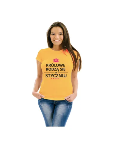 Koszulka z nadrukiem królowe rodzą się w styczniu