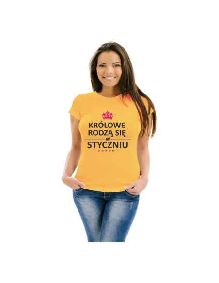 Koszulka z nadrukiem królowe rodzą się w styczniu