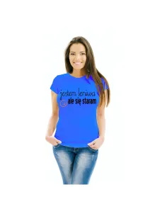 Koszulka z nadrukiem jestem leniwa ale się staram