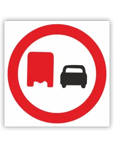 Znak drogowy Tablica informacyjna B26 zakaz wyprzedzania przez samochody ciężarowe- znak zakazu 30x30 cm