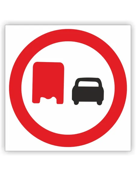 Znak drogowy Tablica informacyjna B26 zakaz wyprzedzania przez samochody ciężarowe- znak zakazu 30x30 cm