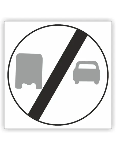 Znak drogowy Tablica informacyjna B28 koniec zakazu wyprzedzania przez samochody ciężarowe - znak zakazu 30x30 cm