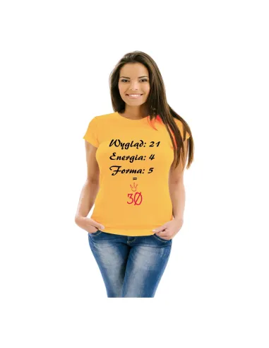 Koszulka na urodziny z nadrukiem na 20 30 40 50 wygląd energia forma
