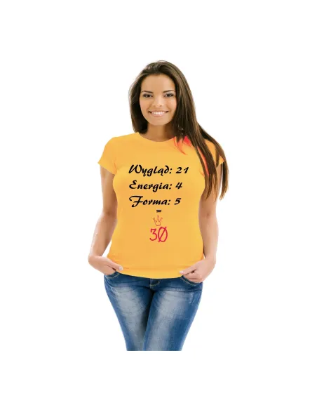 Koszulka na urodziny z nadrukiem na 20 30 40 50 wygląd energia forma
