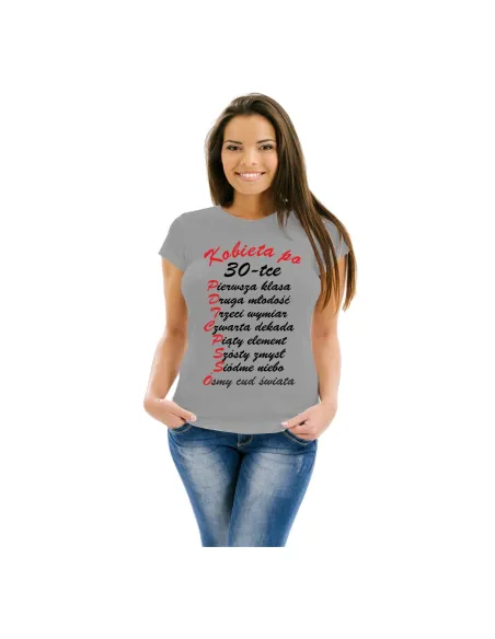 Koszulka z nadrukiem kobieta po 30-tce