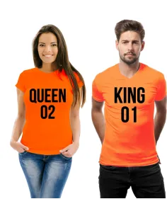 Koszulka prezent dla par z nadrukiem zestaw dla par Queen 02 King 01