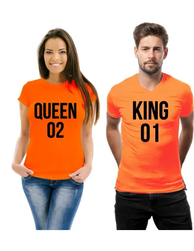 Koszulka prezent dla par z nadrukiem zestaw dla par Queen 02 King 01