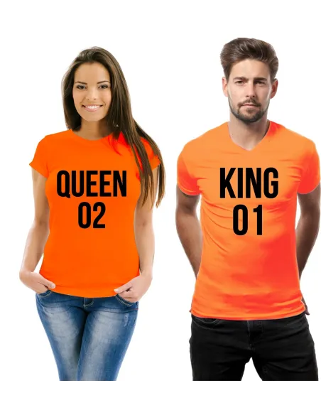 Koszulka prezent dla par z nadrukiem zestaw dla par Queen 02 King 01