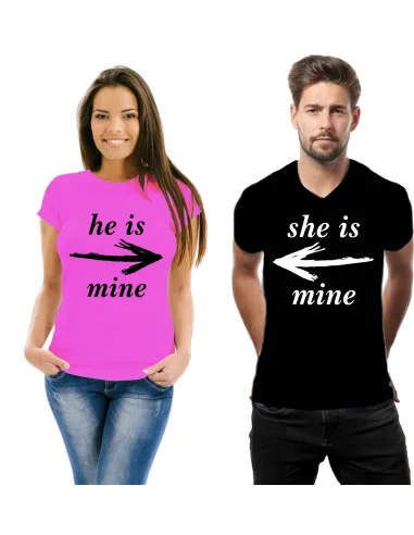 Koszulka z nadrukiem zestaw dla par He is mine She is mine