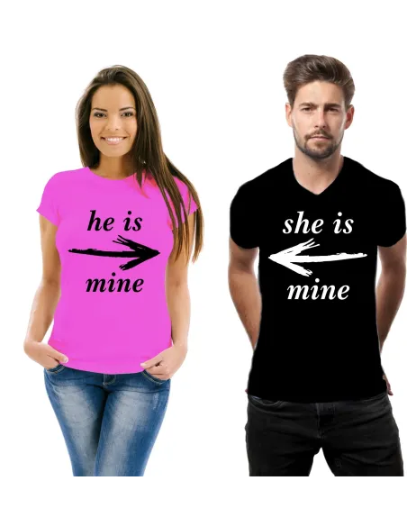 Koszulka z nadrukiem zestaw dla par He is mine She is mine