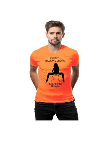 Koszulka z nadrukiem ostatni smak wolności kawalerskie